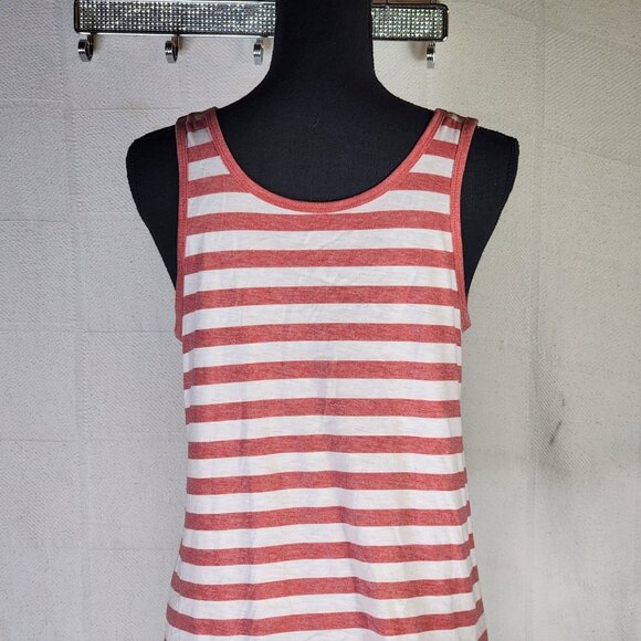 Fifth Sun Red White Stripe Blue Pocket with White Stars Poly Rayon Tank Top Sz L - Picture 13 of 16